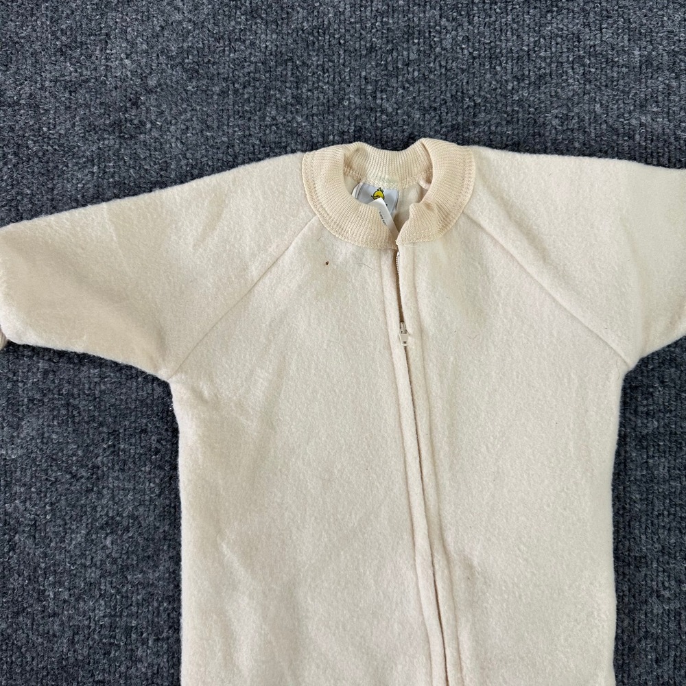Sesame Street Sleeper Baby Size 0-6M Cream Fleece Vintage Footed Zip Pajamas
